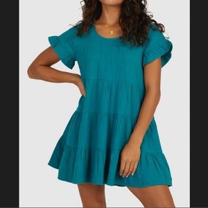 New Billabong Flutter Sleeve Mini Dress Color: Bayou Size M/10